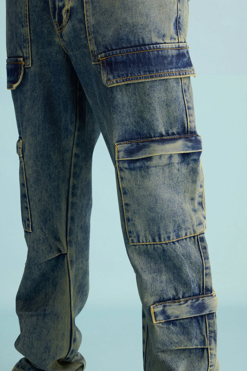 Retro Blueblade Men's Utility Cargo Jeans