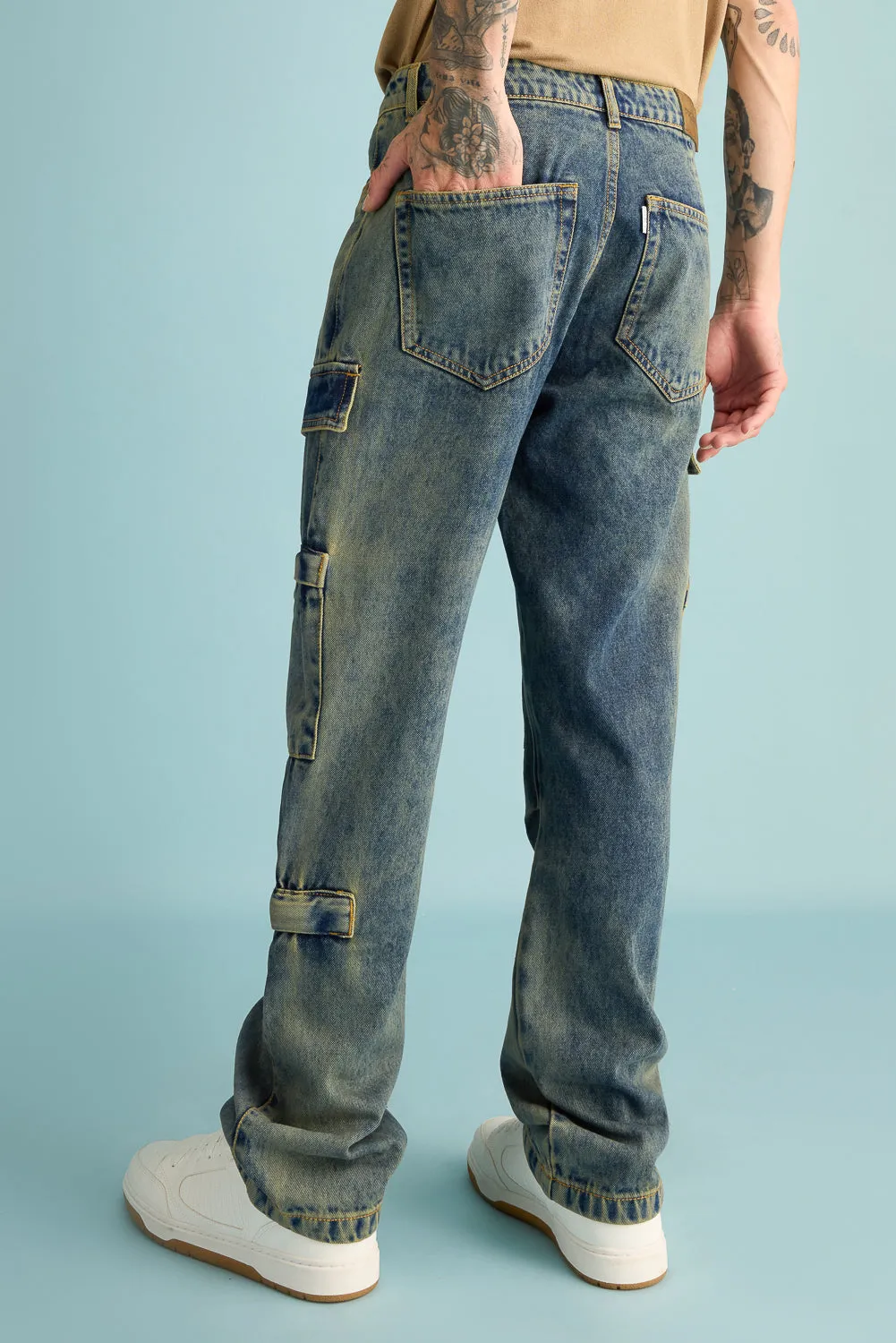 Retro Blueblade Men's Utility Cargo Jeans