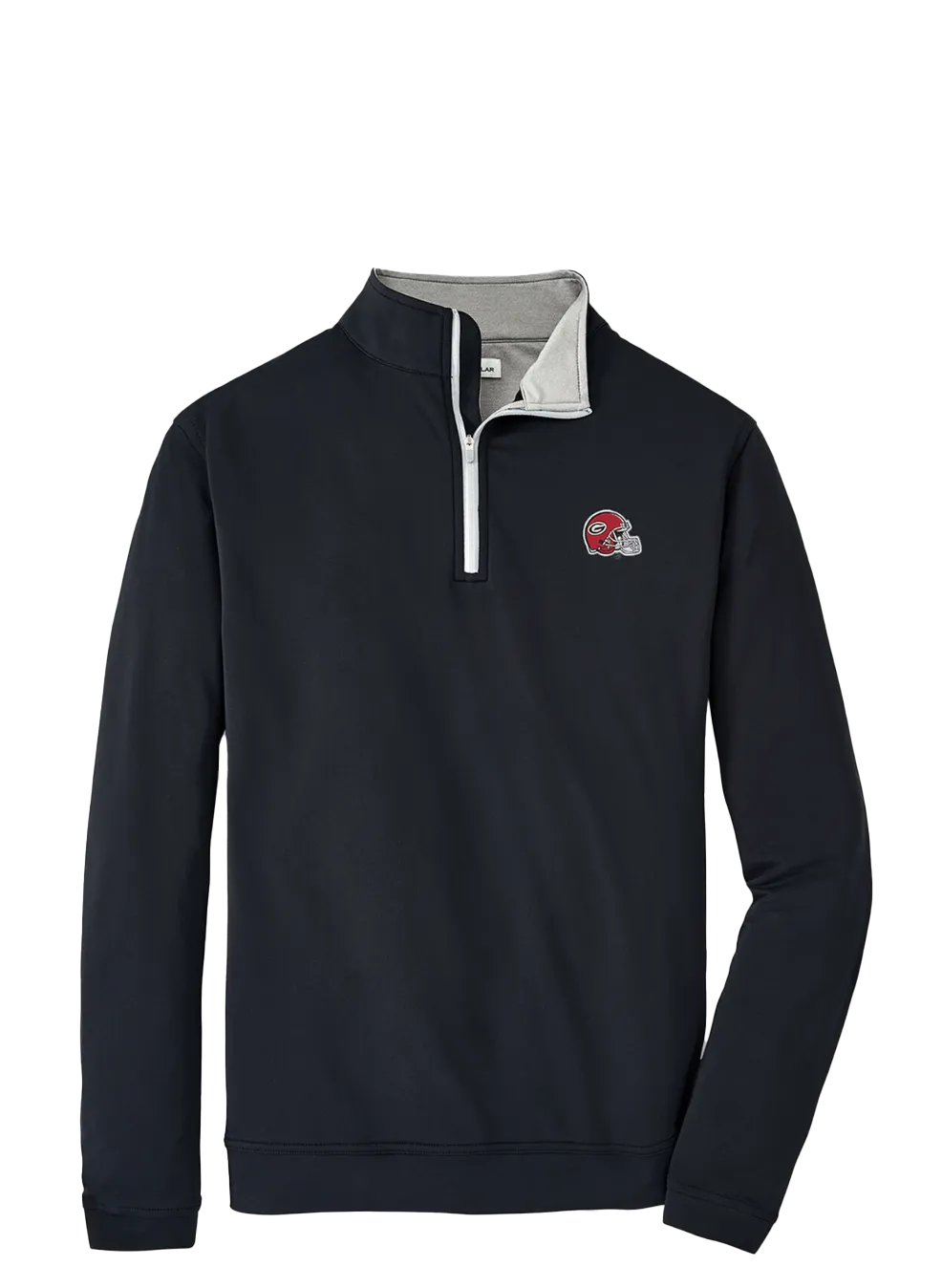 UGA Helmet Logo Perth Stretch Solid 1/4 Zip Black